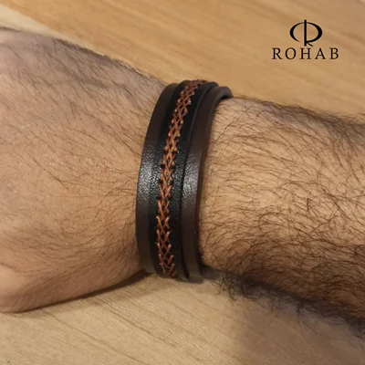 دستبند D1 چرم طبیعی دست دوز