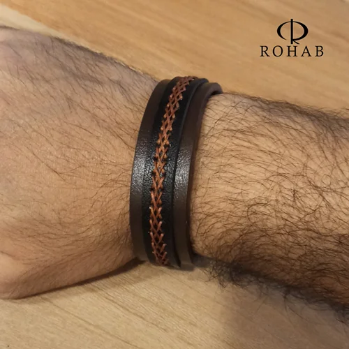 دستبند D1 چرم طبیعی دست دوز
